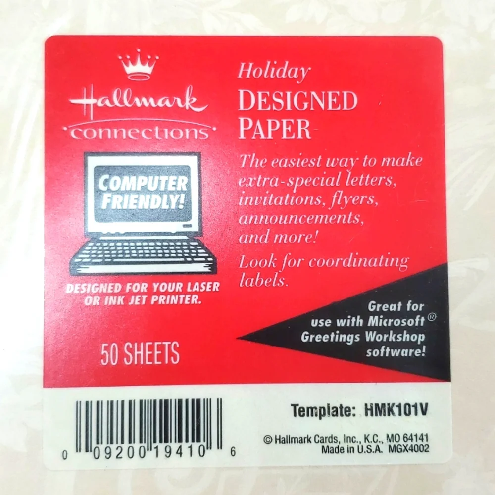 Hallmark Connections Holiday Designed Paper Bundle of 2 pkgs 50 sheets each